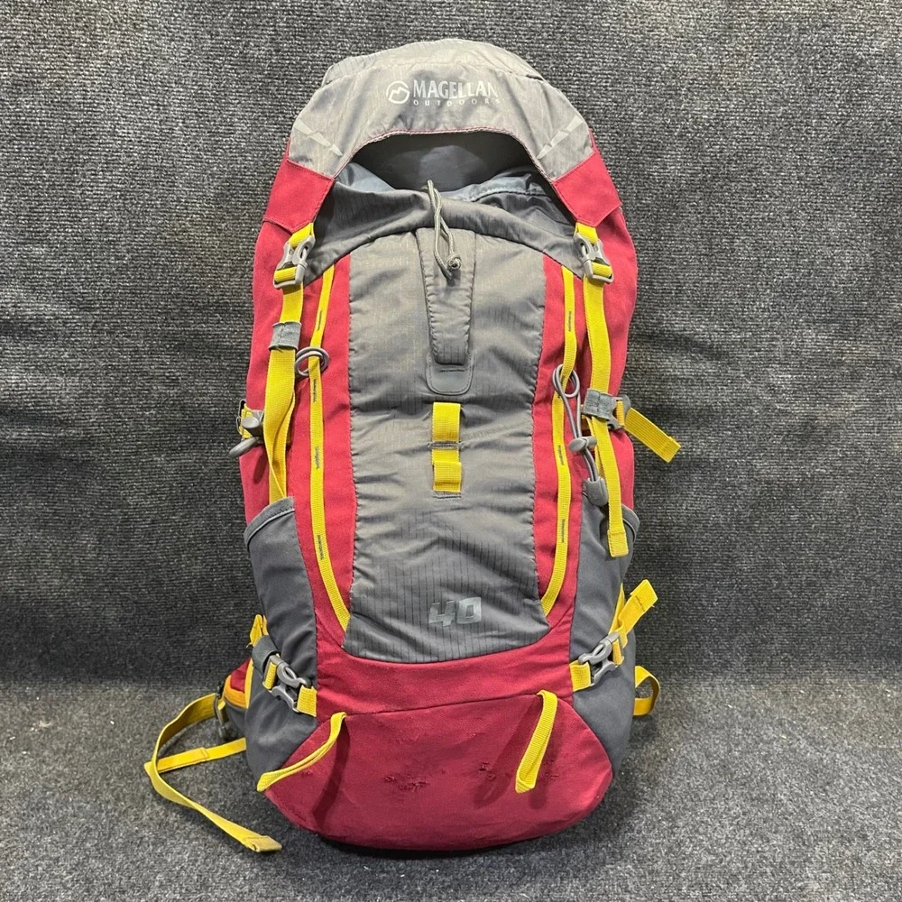 Magellan Outdoors 157542 Red/Grey 40L Technical Frame Hiking Backpack Daypack